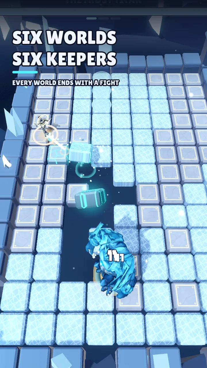 Boss fight against the Frost Titan in an ice arena
